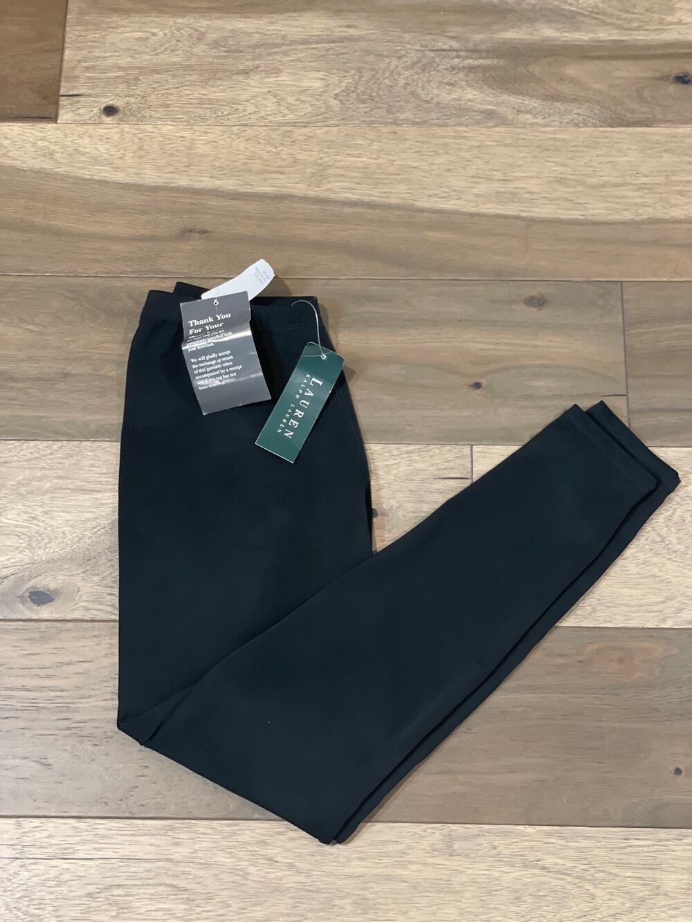 Lauren Ralph Lauren Pants Size M Black Microfiber Stretch Slim Leg Pull On NWT